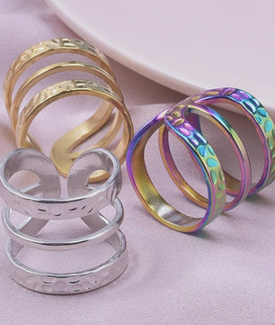 Unieke Dames Ringen van RVS - Vintage Stijl, Waterdicht & Textuur