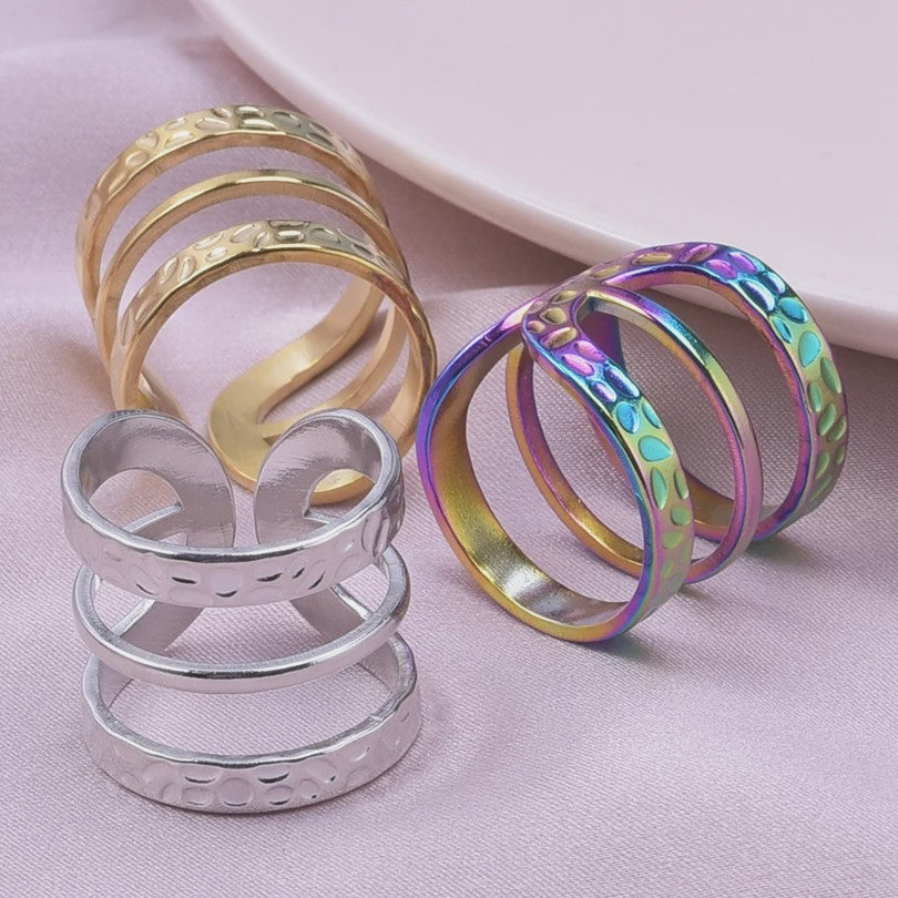 Unieke Dames Ringen van RVS - Vintage Stijl, Waterdicht & Textuur