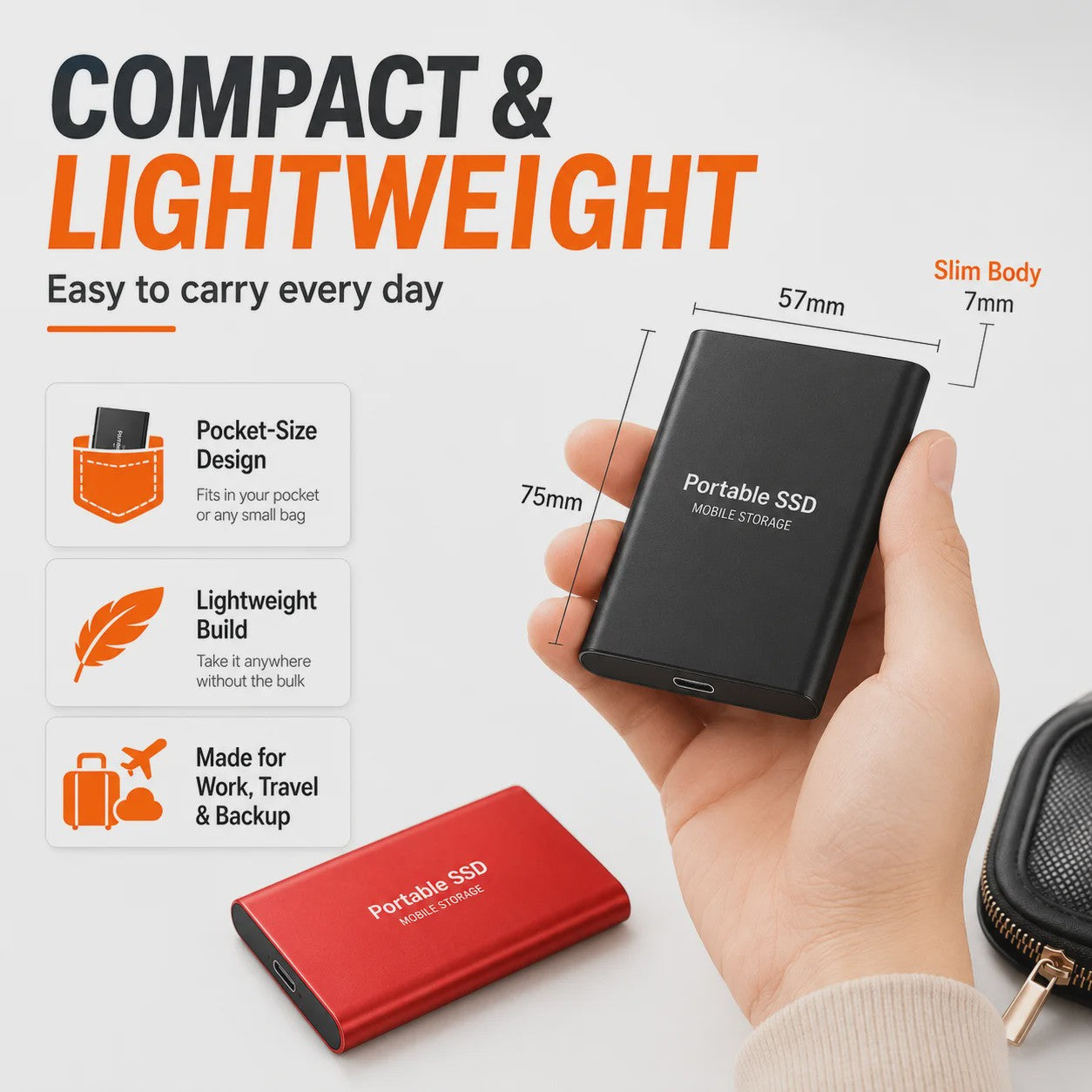 Snelle Externe SSD 1TB/2TB USB 3.1 - Compacte Mobiele Opslag voor PC & Mac