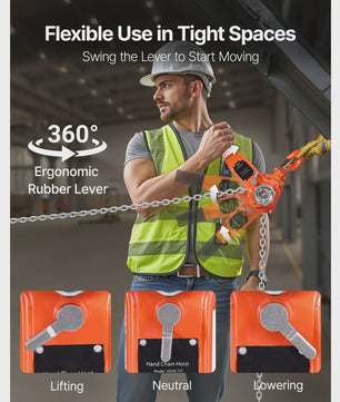 Handmatige Kettingtakel 0.75T - 5/10/20FT Hefhoogte met Dubbele Pal & 360° Draaibare Haken