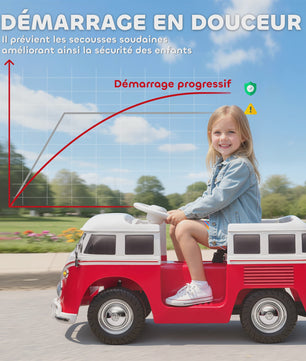 Officieel Gelicenseerde Volkswagen T1 Elektrische Kinderauto 12V met Dubbele Motor en Soft Start