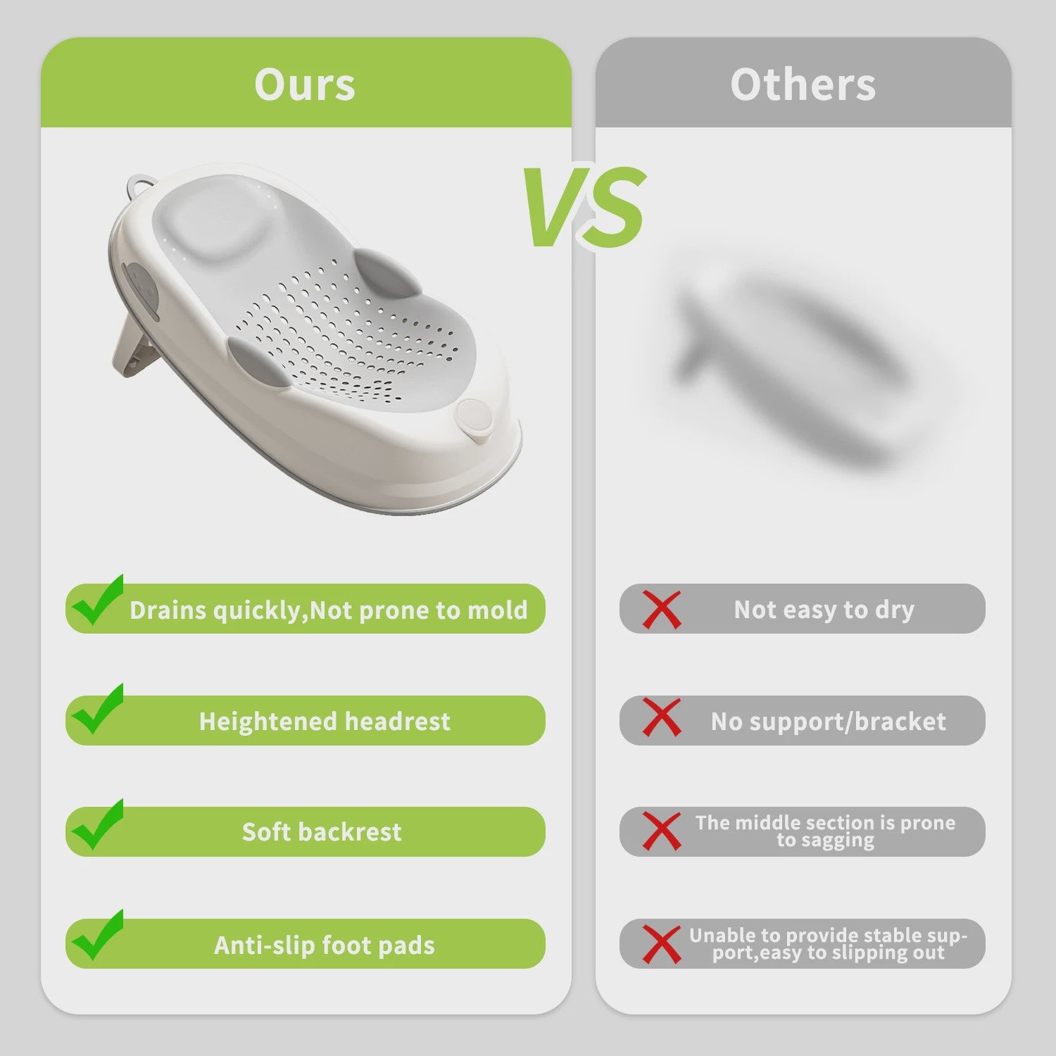 Ergonomische Antislip Babybadsteun - Zacht & Comfortabel voor Baby's tot 6 Maanden