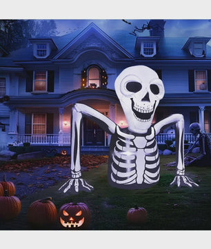 Opblaasbaar Skelet Halloween Decoratie - 5.5 FT Buiten Tuin Versiering met LED Verlichting