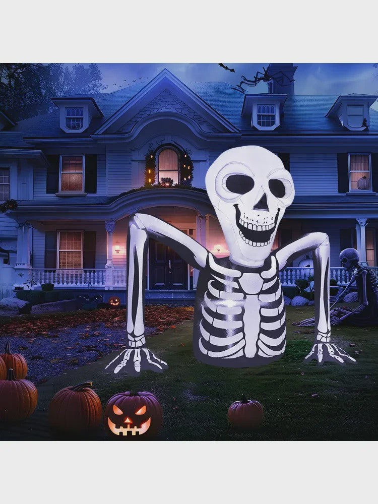 Opblaasbaar Skelet Halloween Decoratie - 5.5 FT Buiten Tuin Versiering met LED Verlichting