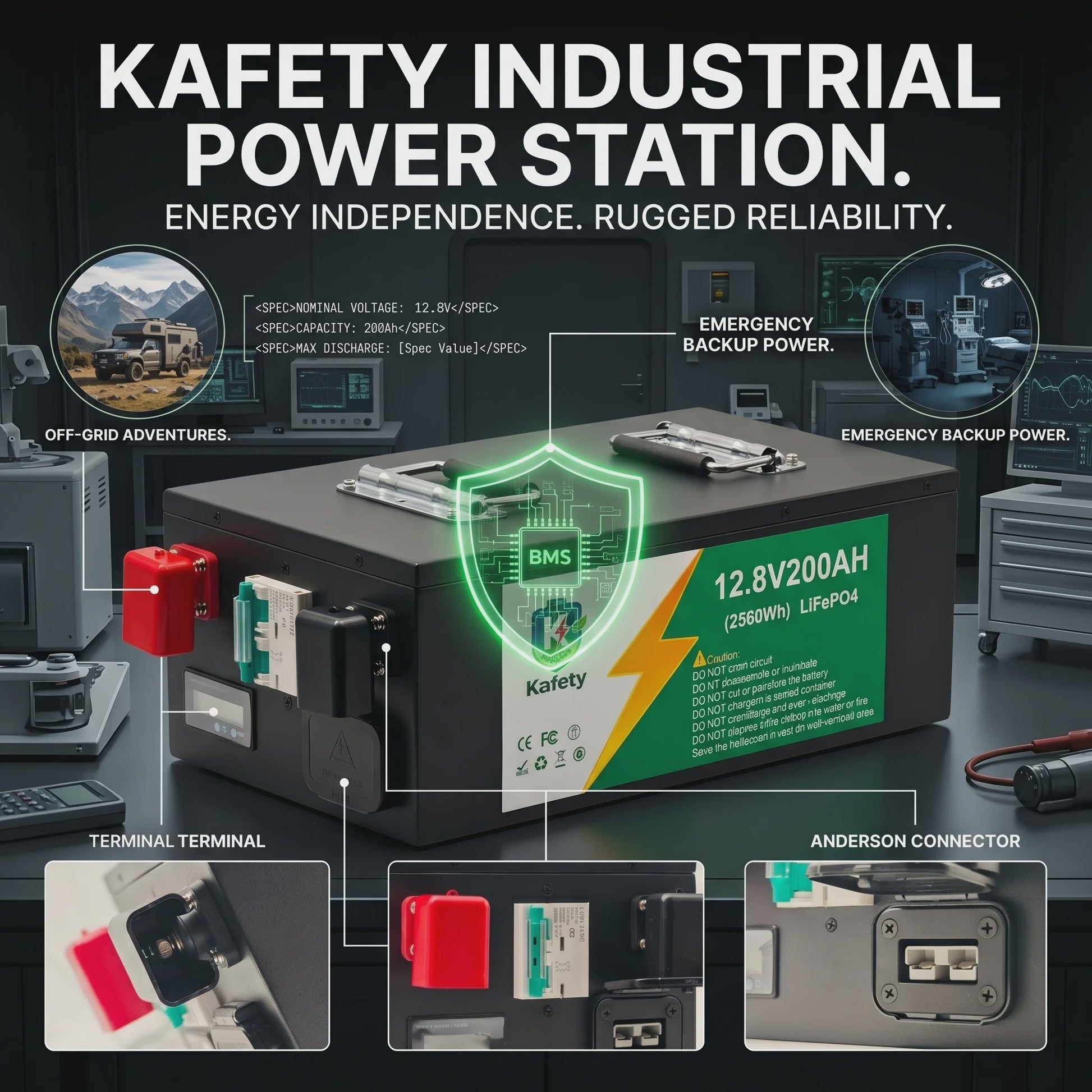 Easun 12V 200Ah LiFePO4 Accu met BMS | 6000+ Cycli | Zonne-energie, Camper, Boot, Thuisback-up