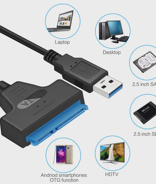 SATA naar USB 3.0/2.0 Adapterkabel voor 2.5 inch HDD/SSD - 6 Gbps