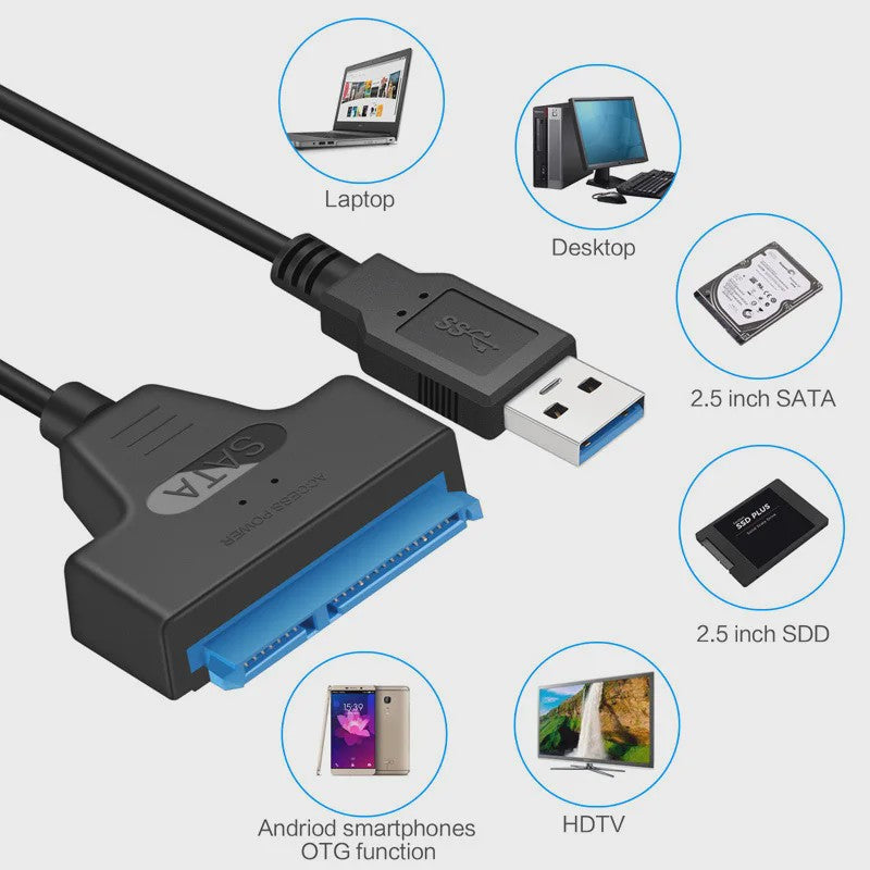 SATA naar USB 3.0/2.0 Adapterkabel voor 2.5 inch HDD/SSD - 6 Gbps