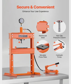 Hydraulische Werkplaatspers 10 Ton - H-Frame met Verstelbare Persplaat
