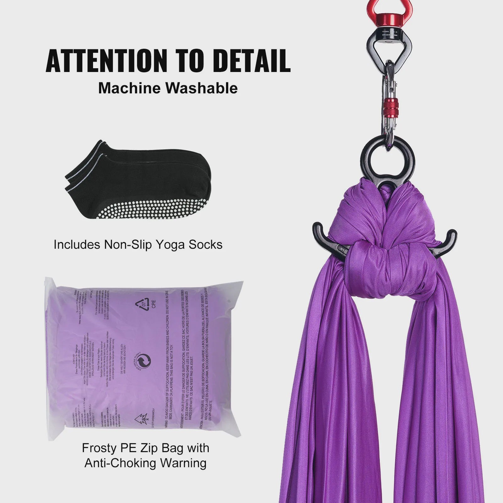 Aerial Yoga Hammock & Swing Starter Kit - 8.7/11 Yards Zijde Stof voor Alle Niveaus