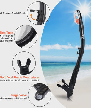 Complete Dry Snorkel Set voor Volwassenen: 3-Raams Anti-Condens Duikmasker met PC Lens en Snorkel