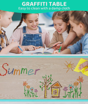 Verstelbare Kinder Tafel met 6 Stoelen - Knutseltafel & Speeltafel voor Kinderen (2-10 jaar)