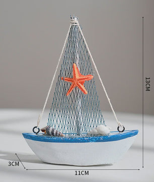 Houten Zeilboot Miniatuur - Mediterrane Stijl Nautische Decoratie