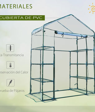 Outsunny Kweekkas Tuinkas met 4 etages - 143x73x195cm - PVC Hoes & Stalen Frame