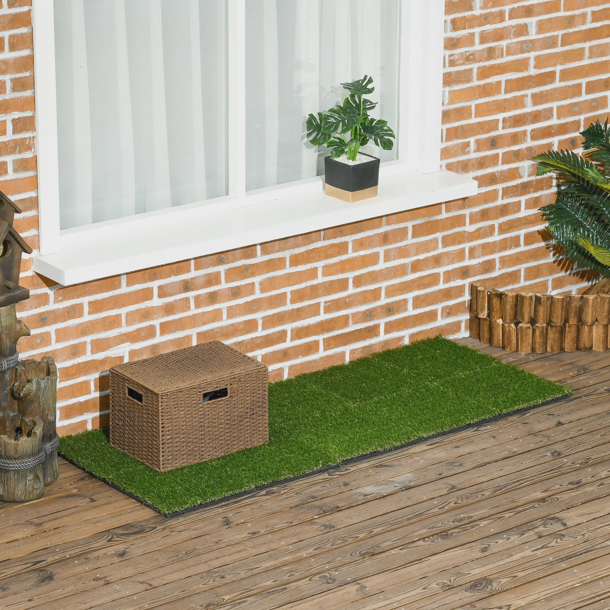 Outsunny Kunstgras Tegels Set van 10 - 30x30 cm - Comfortabel en Groen