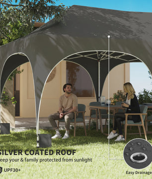 Outsunny Partytent 6x3m Pop-Up met 6 Zijwanden, Verstelbare Hoogte en Ramen
