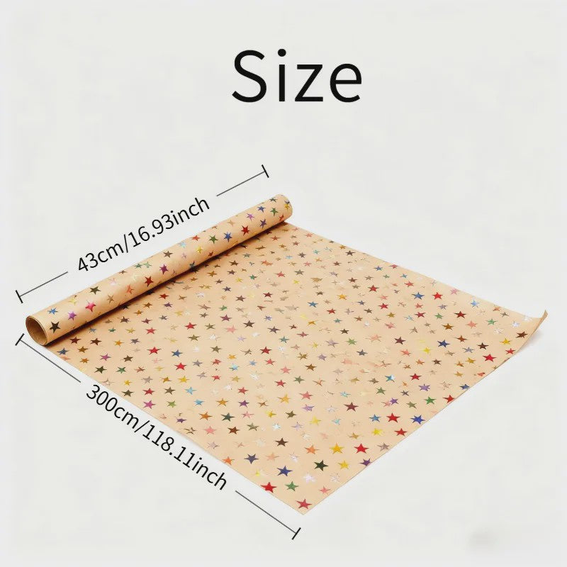 Luxe Cadeaupapier met Goudkleurige Sterren - 43x300 cm