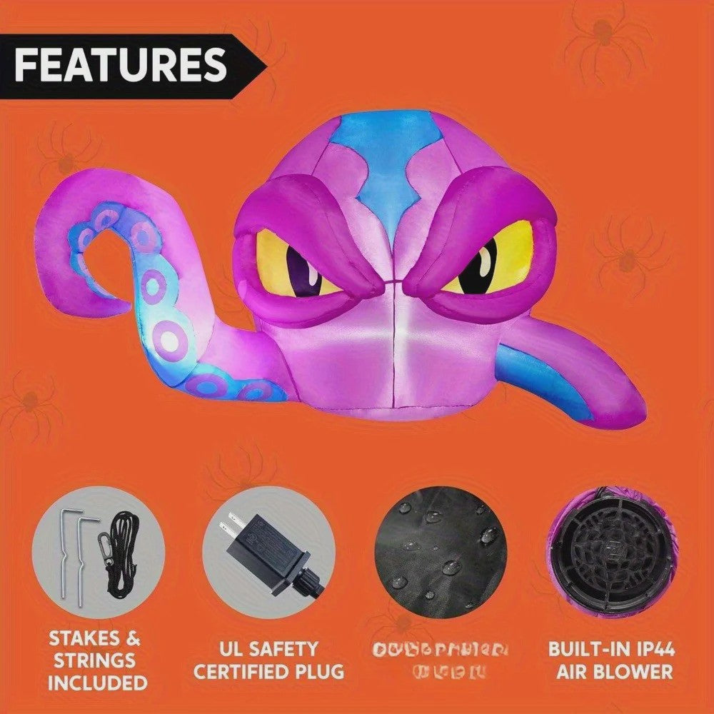 Opblaasbare Paarse Octopus 6.2 FT - Halloween Raamdecoratie & Tuindecoratie met LED