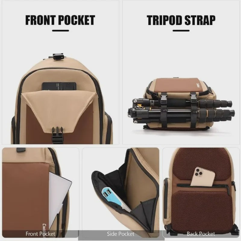 Veelzijdige Camera Schoudertas: Compacte Sling Bag & Rugzak voor DSLR, Lenzen en iPad