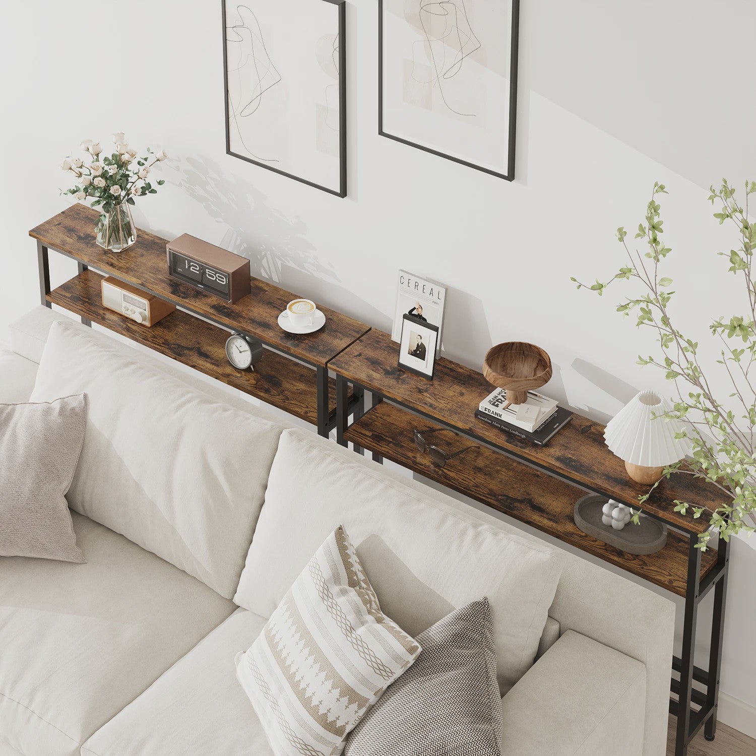 Moderne Smalle Console Tafel met Verstelbare Plank - 100x15cm