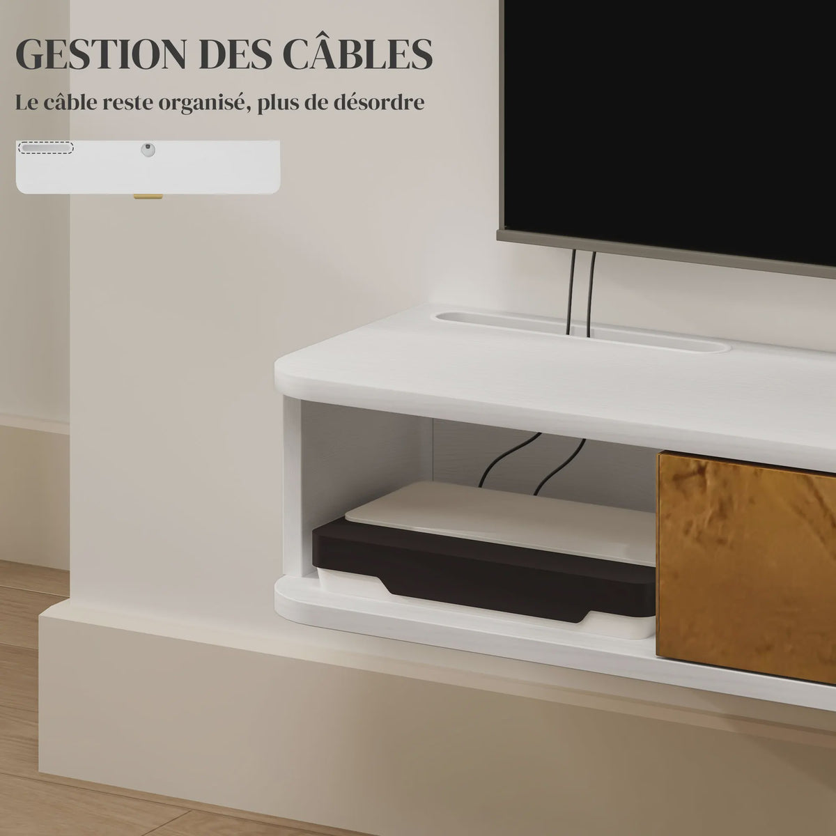 Zwevend TV Meubel met Wandplank en Open Vakken - Modern Design