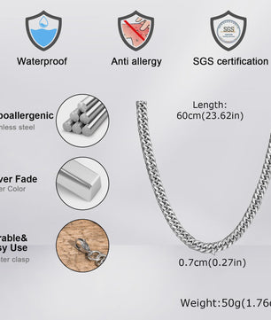 Vnox RVS Kubaanse Ketting voor Heren & Dames - 3/5/7/9mm Breed, Waterdicht & Hypoallergeen