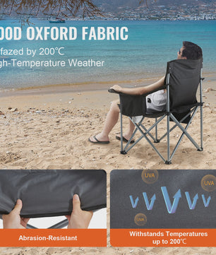 Comfortabele Camping Klapstoel met Armleuningen en Zijvakken - Ideaal voor Strand, Picknick & Tuin