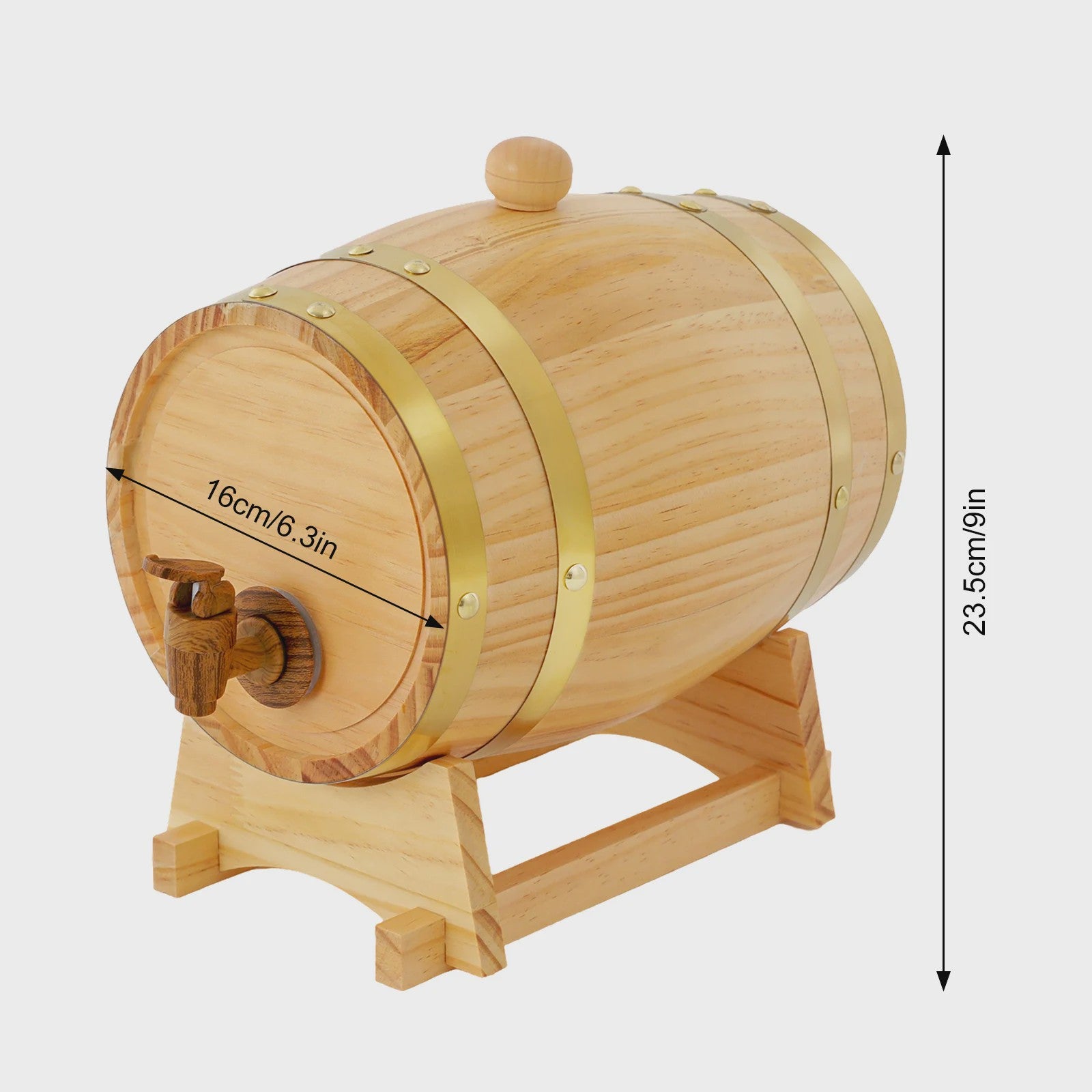 Eikenhouten Wijnvat 3L/5L met Tap & Standaard - Perfect voor Whisky, Wijn of Rum