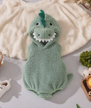Schattig Baby Dino Kostuum Romper met Muts - 0-18 Maanden