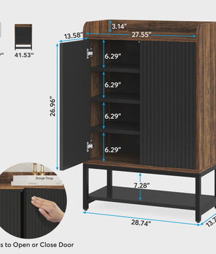 Stijlvolle Houten Schoenenkast met Deuren - 5 Niveaus - Entree & Hal Organizer