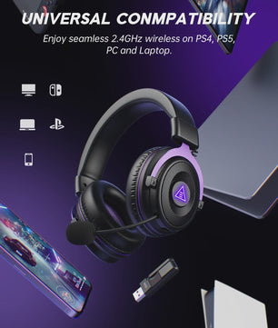 Oneodio EKSA E900 WT Gaming Headset: Draadloos 2.4G, Bluetooth, 80u Batterij & RGB