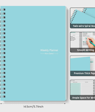 A5 Weekplanner Agenda - Ongeprikte Spiral Notebook voor Dagelijkse Planning & Doelen