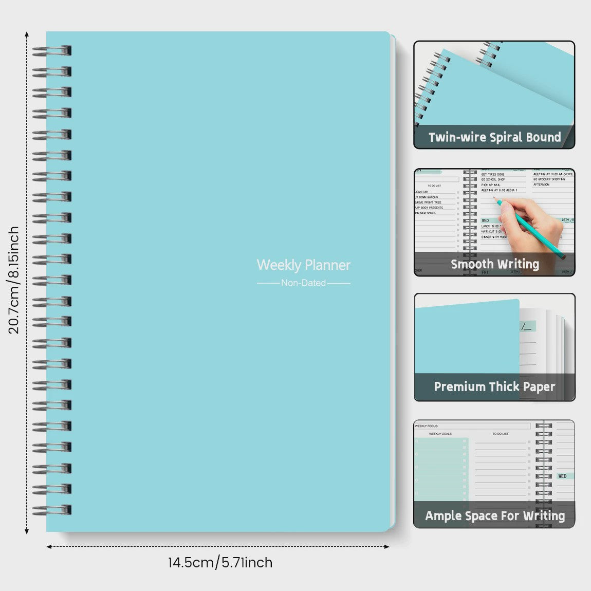 A5 Weekplanner Agenda - Ongeprikte Spiral Notebook voor Dagelijkse Planning & Doelen