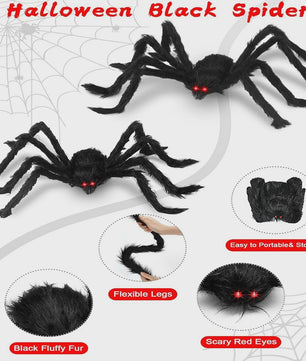 Enorme Zwarte Pluche Spin - Halloween Decoratie 30-200cm