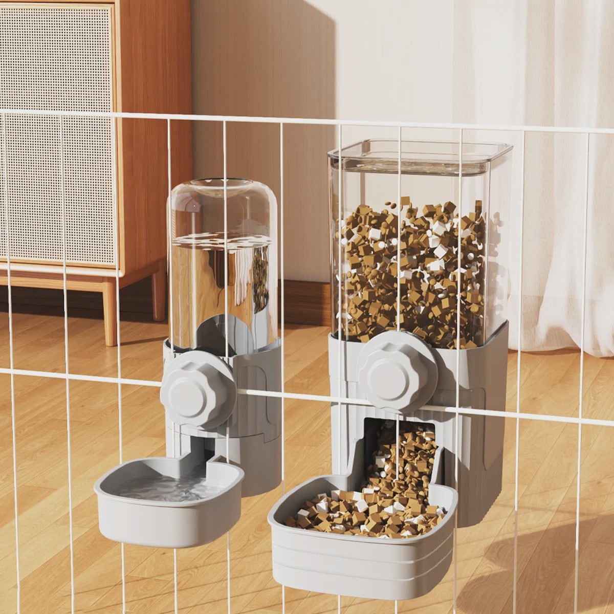 Automatische Dierenvoeder en Waterdispenser voor Kooi - Ideaal voor Hond, Kat, Konijn