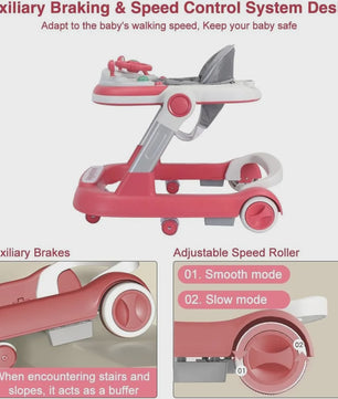 2-in-1 Baby Loopstoel met Afneembare Speel- en Voedingsblad en Muziekfunctie