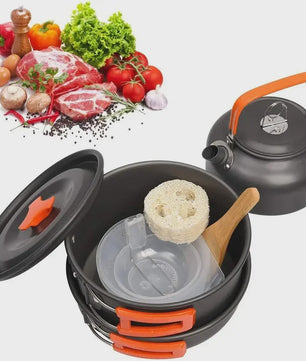 Kampeer Kookset Aluminium Outdoor Keukengerei Set - 12 Delig voor 2-3 Personen