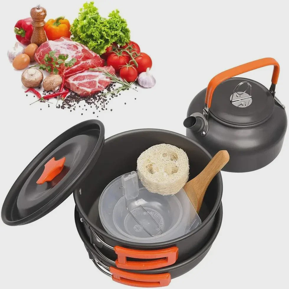 Kampeer Kookset Aluminium Outdoor Keukengerei Set - 12 Delig voor 2-3 Personen