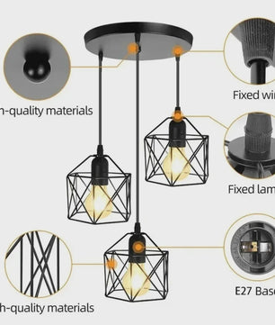 Industriële Vintage Hanglamp LED - Metalen Kooi Design voor Keuken, Woonkamer