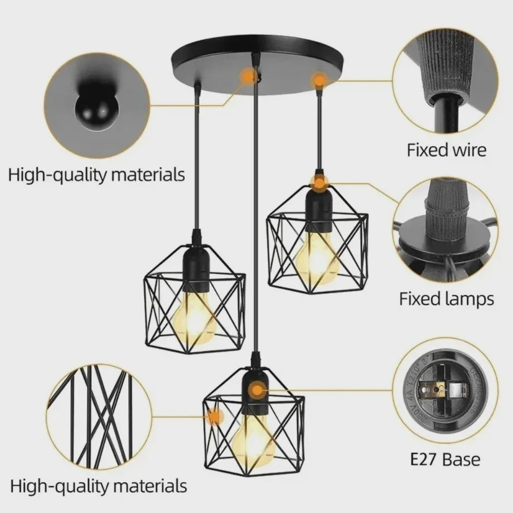 Industriële Vintage Hanglamp LED - Metalen Kooi Design voor Keuken, Woonkamer