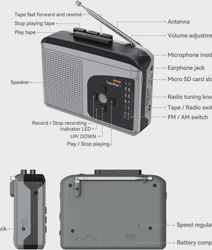 EZCAP234 Cassette naar MP3 Converter: Speel tapes af, neem radio op en luister naar AM/FM