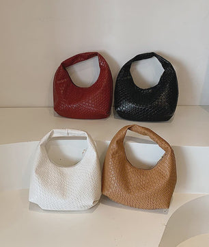 Dames Hobo Schoudertas van Zacht PU Leer - Woven Embossed Design
