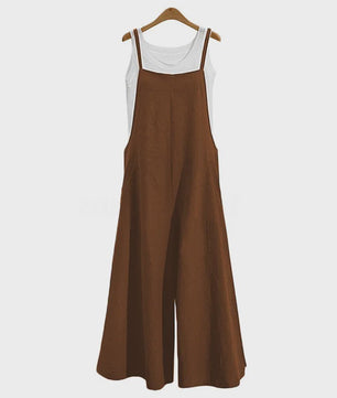 Dames Jumpsuit Zomer Mouwloos Katoen Linnen met Wijde Pijpen - Casual en Comfortabel