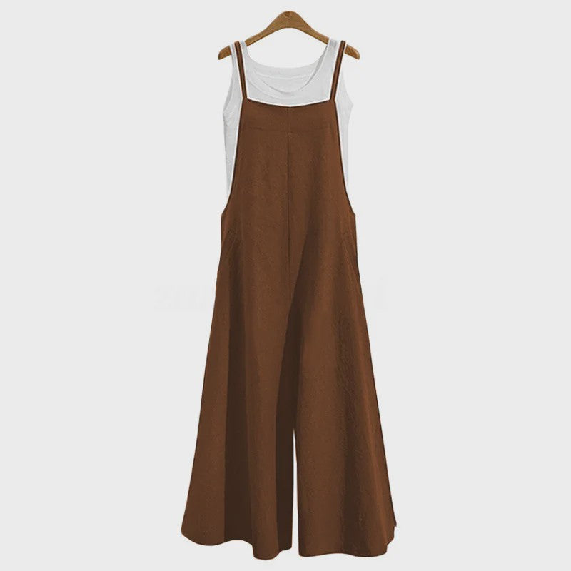 Dames Jumpsuit Zomer Mouwloos Katoen Linnen met Wijde Pijpen - Casual en Comfortabel