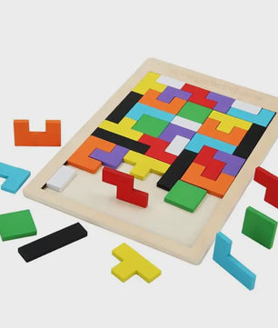 Houten Tangram Puzzel voor Kinderen - Kleurrijk Montessori Leerspel