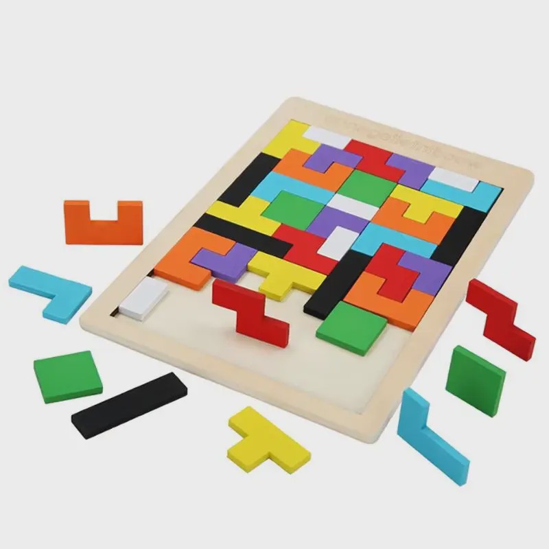 Houten Tangram Puzzel voor Kinderen - Kleurrijk Montessori Leerspel