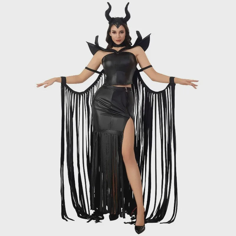 Dames Vampier Kostuum - Sexy Gothic Halloween Jurk met Cape