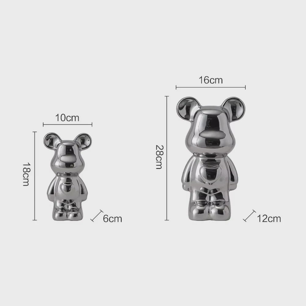 Keramische Bear Brick Beeldjes - Teddy Beer Decoratie voor Huis & Kamer (18/28 cm)