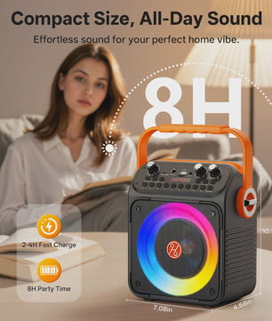 T35 Karaoke Bluetooth Speaker met Dubbele Microfoons en Lichtshow