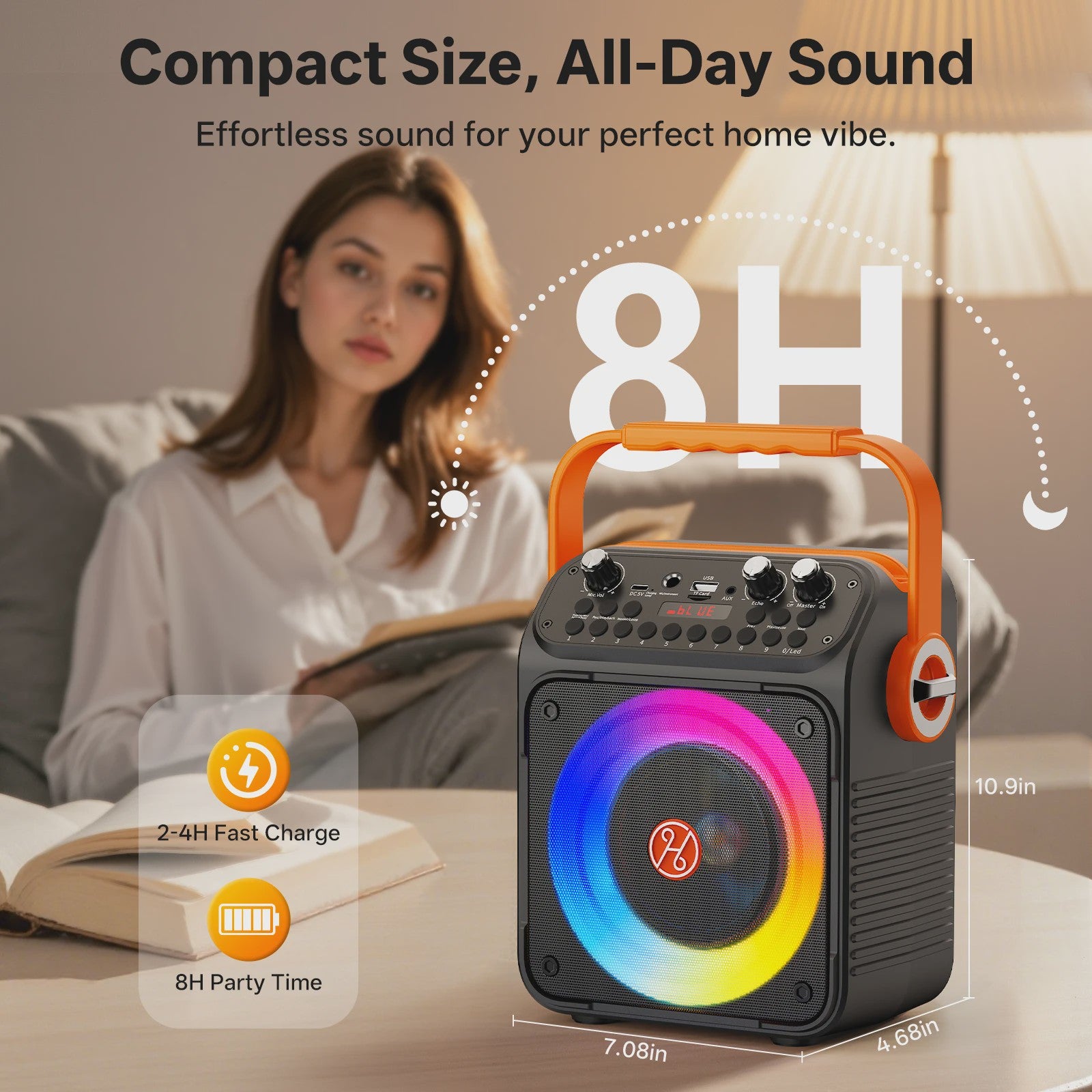 T35 Karaoke Bluetooth Speaker met Dubbele Microfoons en Lichtshow