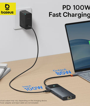 Baseus 10-in-1 USB-C Hub: 8K/4K Dual HDMI, 10Gbps, RJ45, PD 100W - Uitbreidingsstation voor MacBook & Laptop